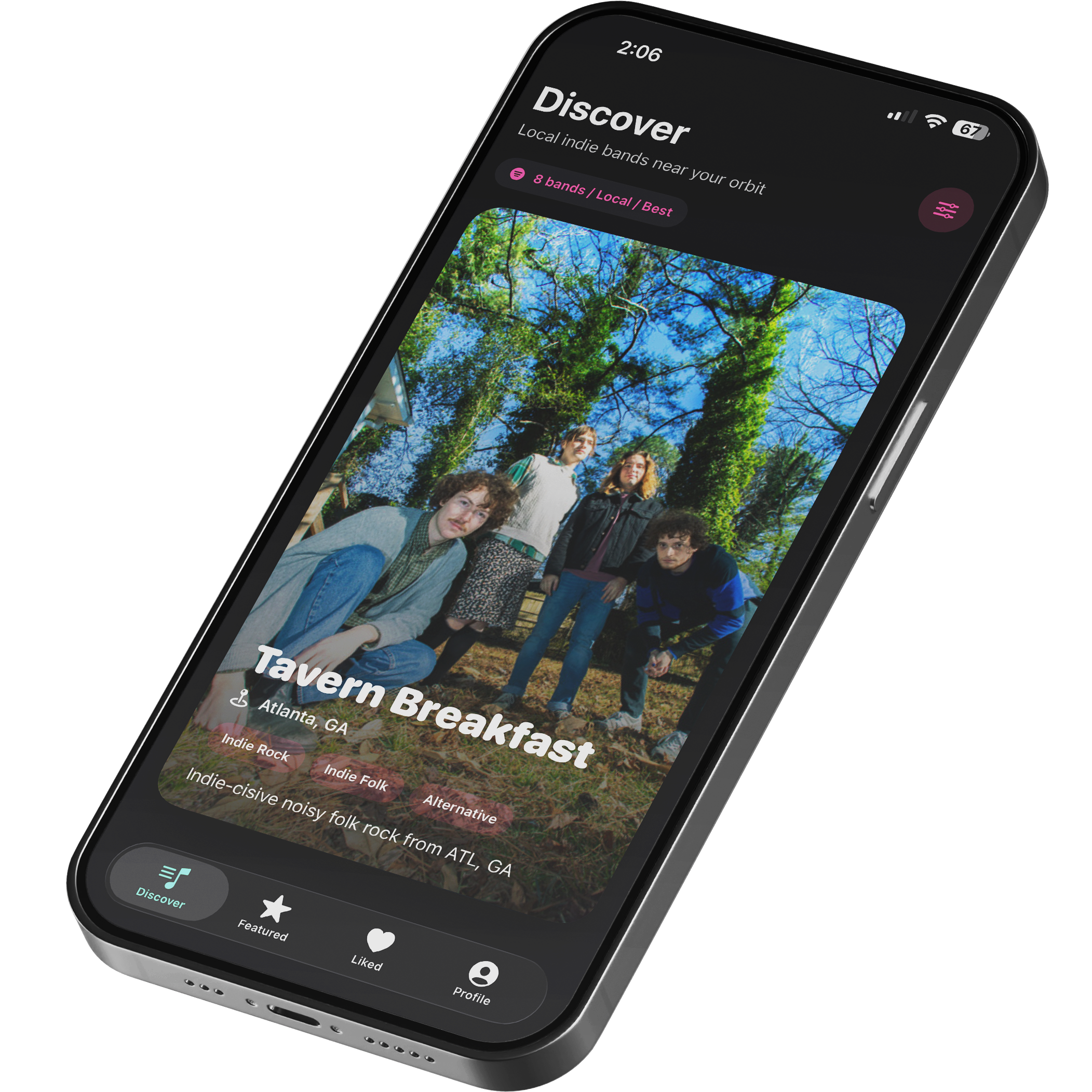 This Band Slaps Discover screen on an iPhone.